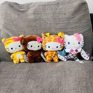 4 pack Hello Kitty animal costume plush bundle